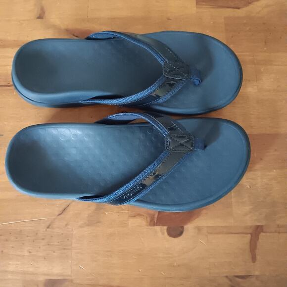 Vionic Tide Toe Post Women's Orthotic Sandals, Patent Leather Navy, Size US 7M - Picture 4 of 10